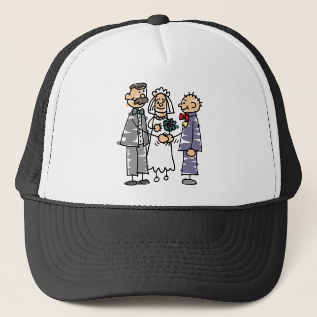 Father Gives Away Bride During Wedding Ceremony Trucker Hat (Front)