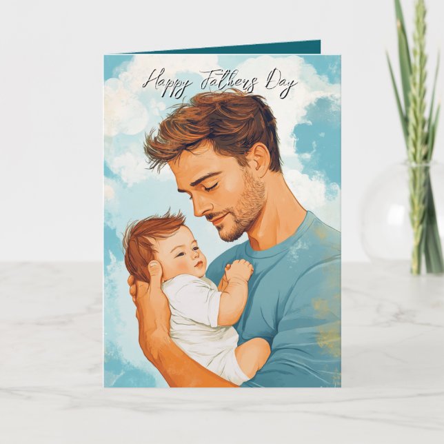 Father holding child and custom Message inside Card (Front)