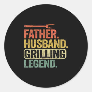 Father Husband Grilling Legend Barbecue Funny Pig  Classic Round Sticker