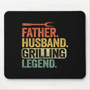 Father Husband Grilling Legend Barbecue Funny Pig  Mouse Pad
