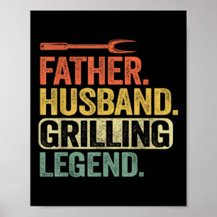 Father Husband Grilling Legend Barbecue Funny Pig  Poster