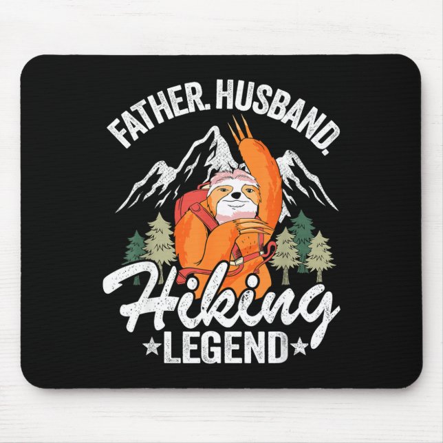 Father husband hiking legend sloth hiker retro mouse pad (Front)