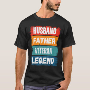 Father Husband VETERAN Legend Proud Dad  Retro Pap T-Shirt