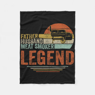 Father Husnd Meat Smoker Legend Grilling Dad Meat Fleece Blanket