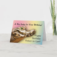 Father-in-Law Birthday card smiling alligator