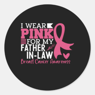 Father In Law Family Matching Breast Cancer Classic Round Sticker