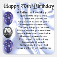 Father in Law Poem - 70th Birthday