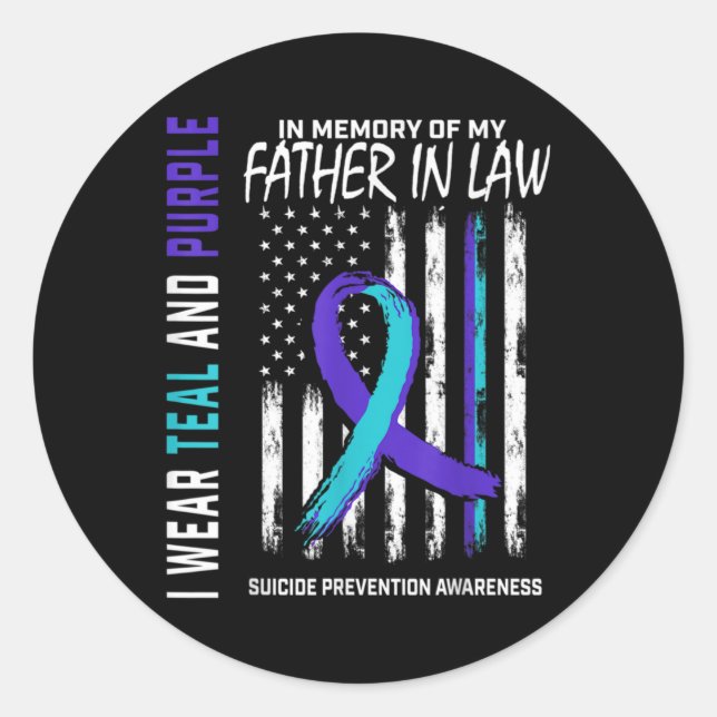 Father In Law Suicide Awareness Prevention America Classic Round Sticker (Front)