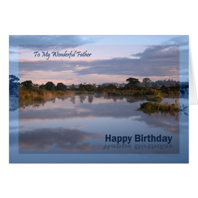 Father, Lake at dawn Birthday card (Front Horizontal)