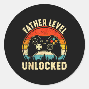 Father level unlocked father's day video gaming classic round sticker