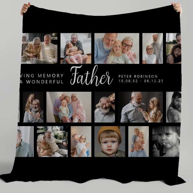 Father Memorial 18 Photo Collage Fleece Blanket (Creator Uploaded)