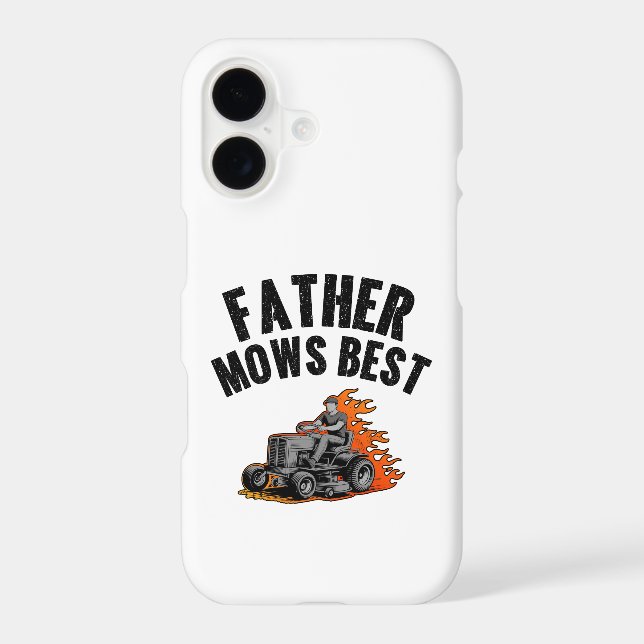 Father Mows Best Funny Dad Fire Flame Lawn Mowing (Back)