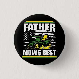 Father Mows Best Funny Lawn Mower American Flag Fa 3 Cm Round Badge