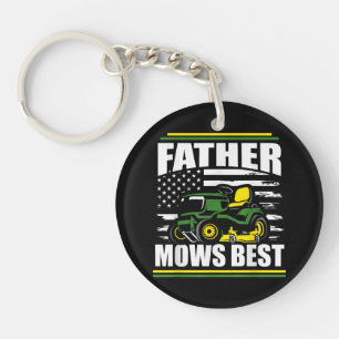 Father Mows Best Funny Lawn Mower American Flag Fa Key Ring