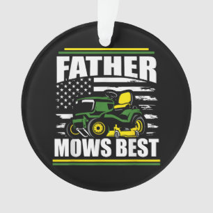 Father Mows Best Funny Lawn Mower American Flag Fa Ornament