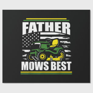 Father Mows Best Funny Lawn Mower American Flag Fa Wrapping Paper