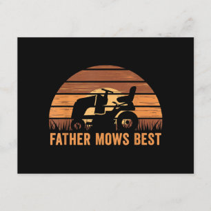 Father Mows Best Lawn Care Dad Mowing Gardener Fat Enclosure Card
