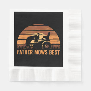Father Mows Best Lawn Care Dad Mowing Gardener Fat Napkin
