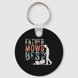 Father Mows Best Lawn Care Dad Mowing Gardening Fa Key Ring