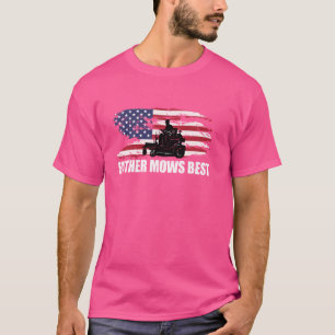 Father Mows Best Lawn Care Dad Mowing Patriotic Fa T-Shirt