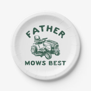 Father mows best paper plate