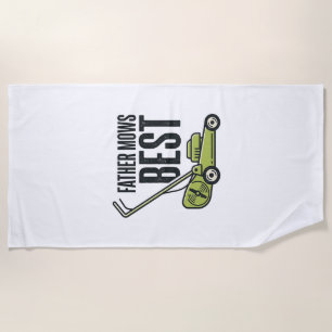 Father Mows Best Vintage Lawn Mower Shirt Design_1 Beach Towel