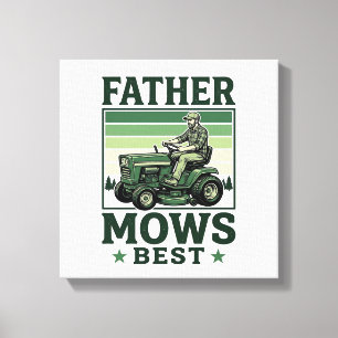 Father Mows Best Vintage Lawn Mower Shirt Design_1 Canvas Print