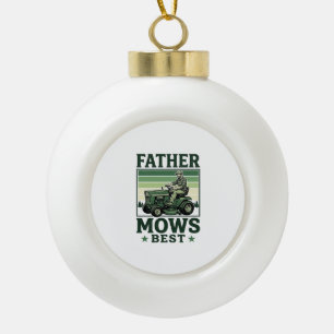 Father Mows Best Vintage Lawn Mower Shirt Design_1 Ceramic Ball Christmas Ornament