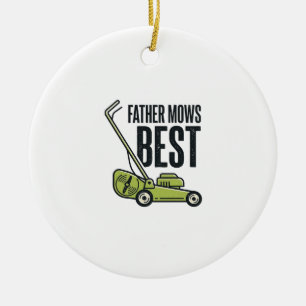 Father Mows Best Vintage Lawn Mower Shirt Design_1 Ceramic Tree Decoration