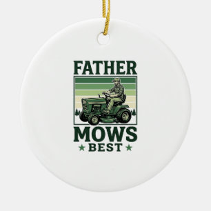 Father Mows Best Vintage Lawn Mower Shirt Design_1 Ceramic Tree Decoration