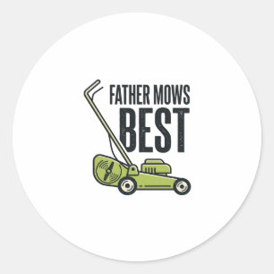 Father Mows Best Vintage Lawn Mower Shirt Design_1 Classic Round Sticker