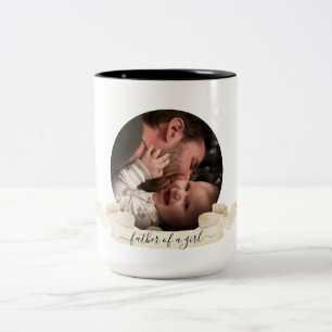Father Of A Girl Round Photo Father's Day Two-Tone Coffee Mug