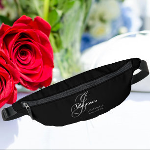 Father Of Bride Gift Classic Monogram Cool Black Bum Bags