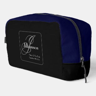 Father Of Bride Gift Elegant Monogram Chic Black Dopp Kit