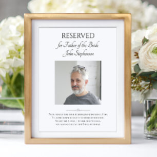 Father of Bride Photo Save A Seat Wedding Memorial Poster