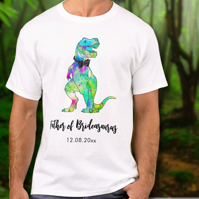 Father of Brideasaurus Dinosaur Wedding T-Shirt (Colorful T-Rex father of Brideasaurus dinosaur wedding t-shirt )