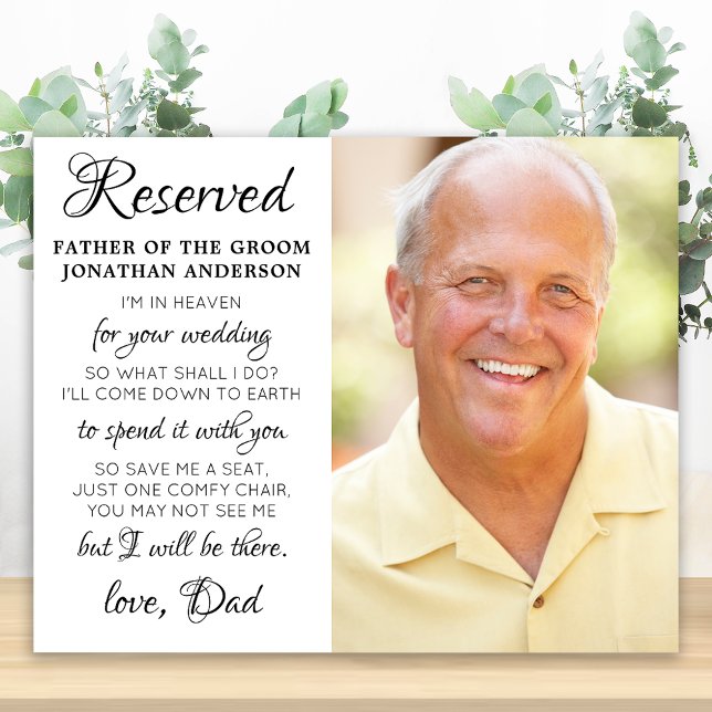 Father Of Groom Photo Heaven Memorial Wedding Poster (Creator Uploaded)
