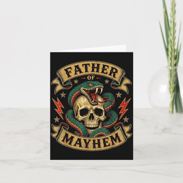 Father Of Mayhem Men Dad Funny Fathers Day Card (Front)