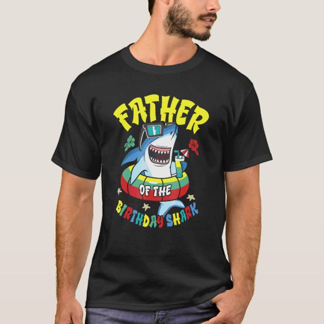 Father Of The Birthday Shark Matching Family T-Shirt (Front)