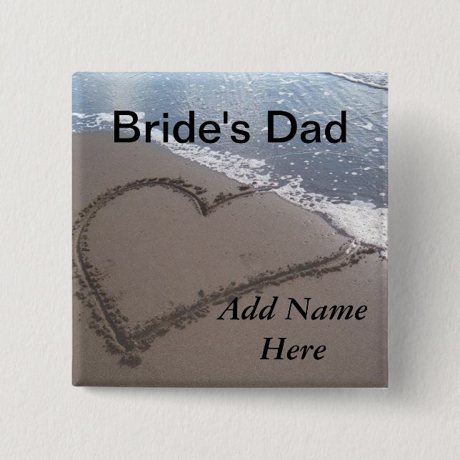 Father Of The Bride Beach Wedding Button (Front)