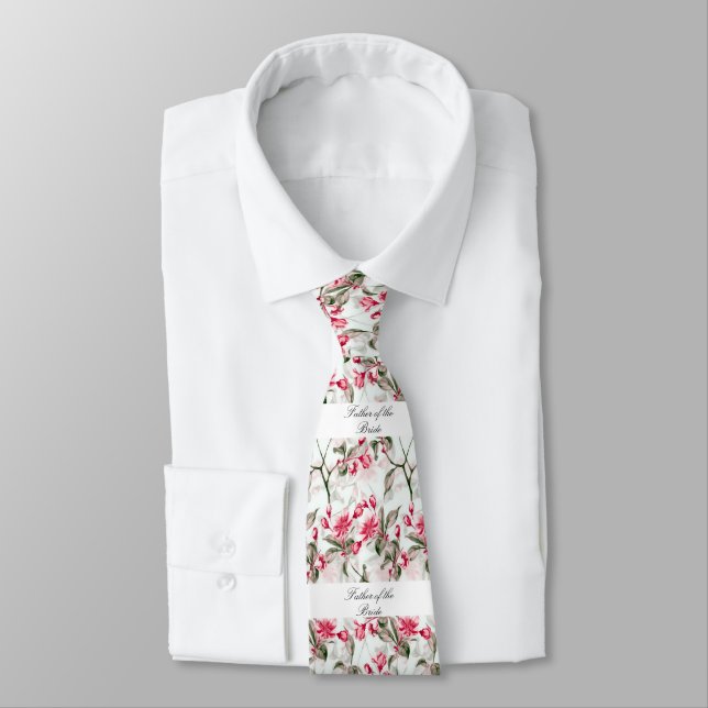 Father of the Bride Beautiful Pink Watercolor Tie (Tied)