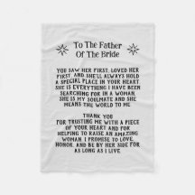 Father Of The Bride Blanket Wedding Keepsake Gift
