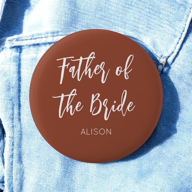 Father of the Bride Brown White Wedding 6 Cm Round Badge (Creator Uploaded)