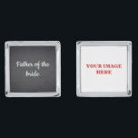 Father of The Bride Custom Photo Silver Finish Cufflinks<br><div class="desc">Blackboard Chalkboard Father of the Bride custom cufflinks.</div>