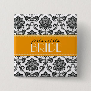 Father Of The Bride Damask Button in Orange