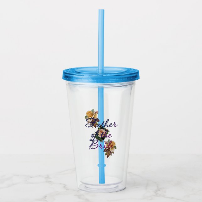 Father Of The Bride Floral Acrylic Tumbler (Front)
