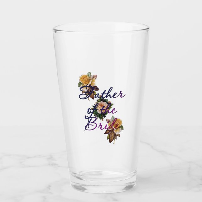Father Of The Bride Floral Glass (Front)