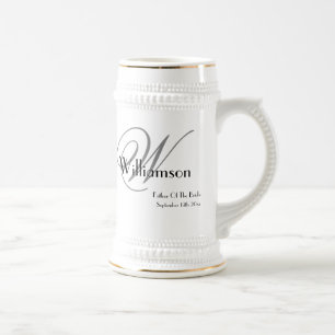 Father Of The Bride Gift Classic Monogram Rustic Beer Stein