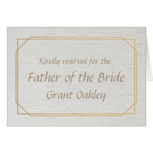 Father of the Bride Gold and White Place Name