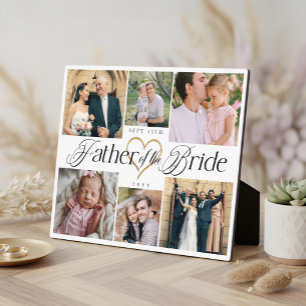 Father of the Bride Heart Then Now Photo Collage Plaque